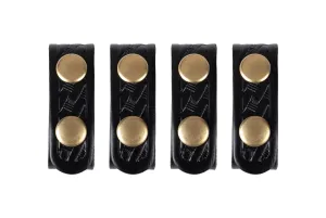 Basket Weave Leather Keepers with Brass Snaps (Set of 4)