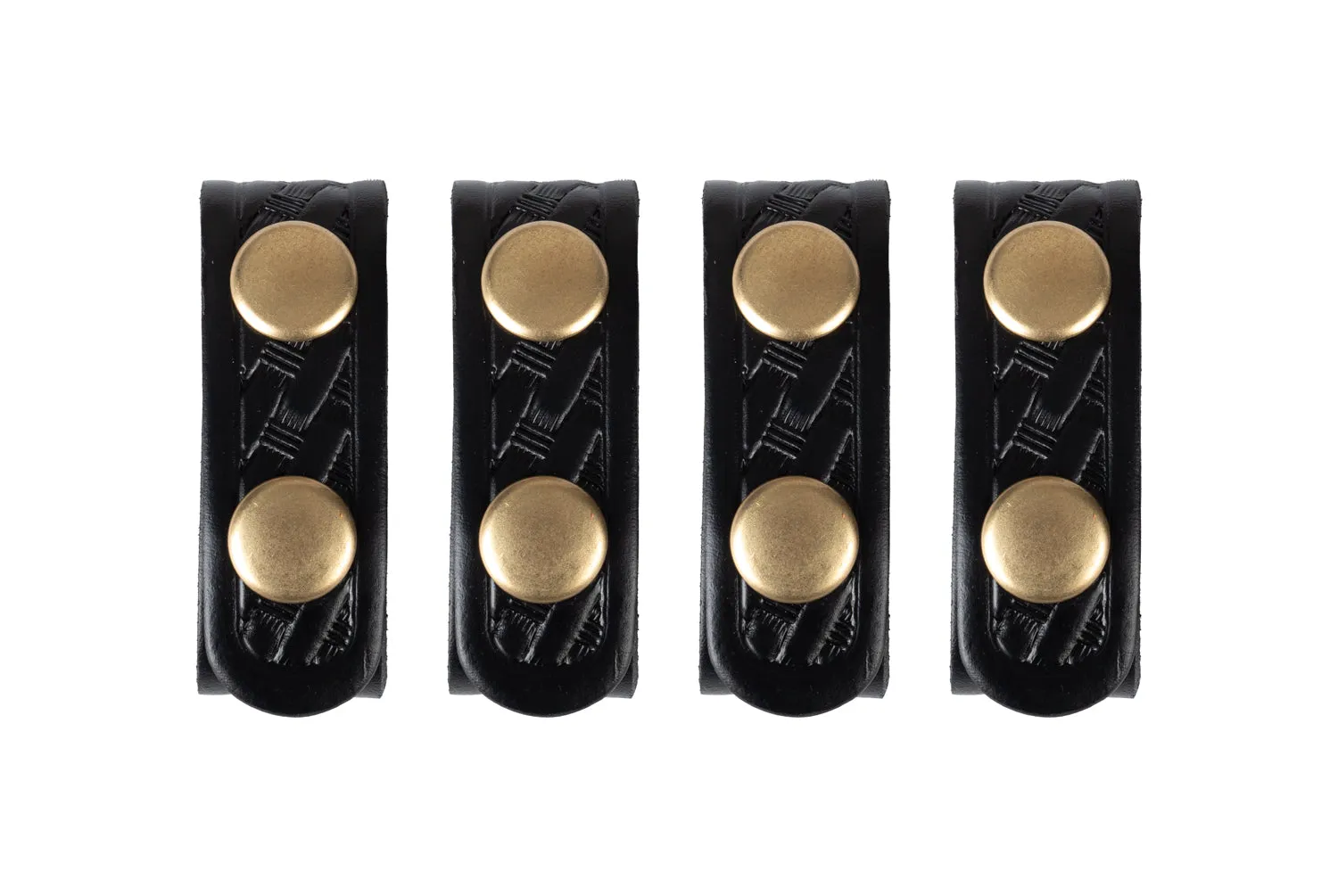 Basket Weave Leather Keepers with Brass Snaps (Set of 4)