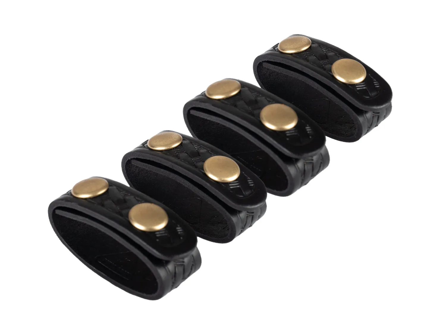 Basket Weave Leather Keepers with Brass Snaps (Set of 4)