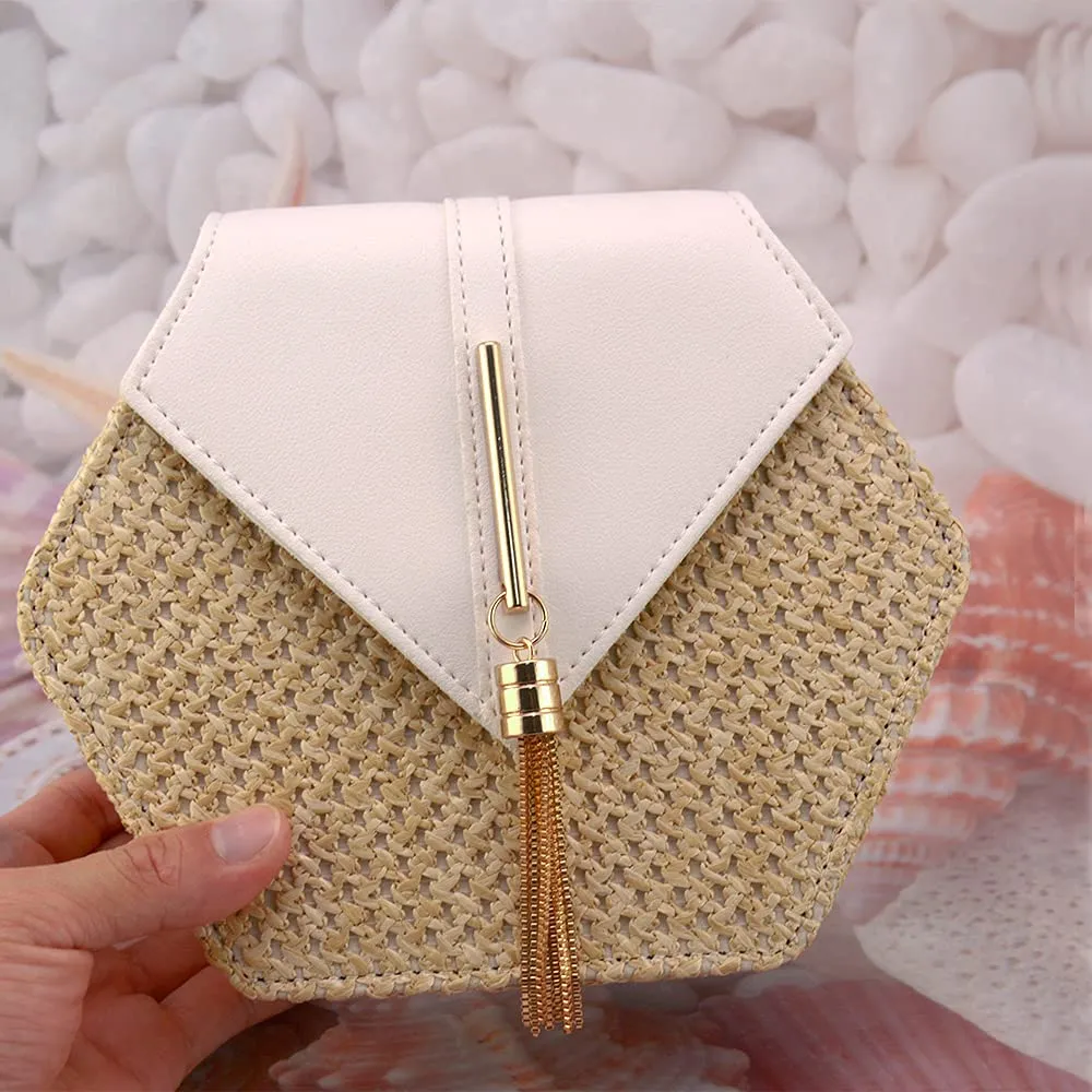 Bausweety Women's Crossbody Bag Cute Straw Shoulder Bag