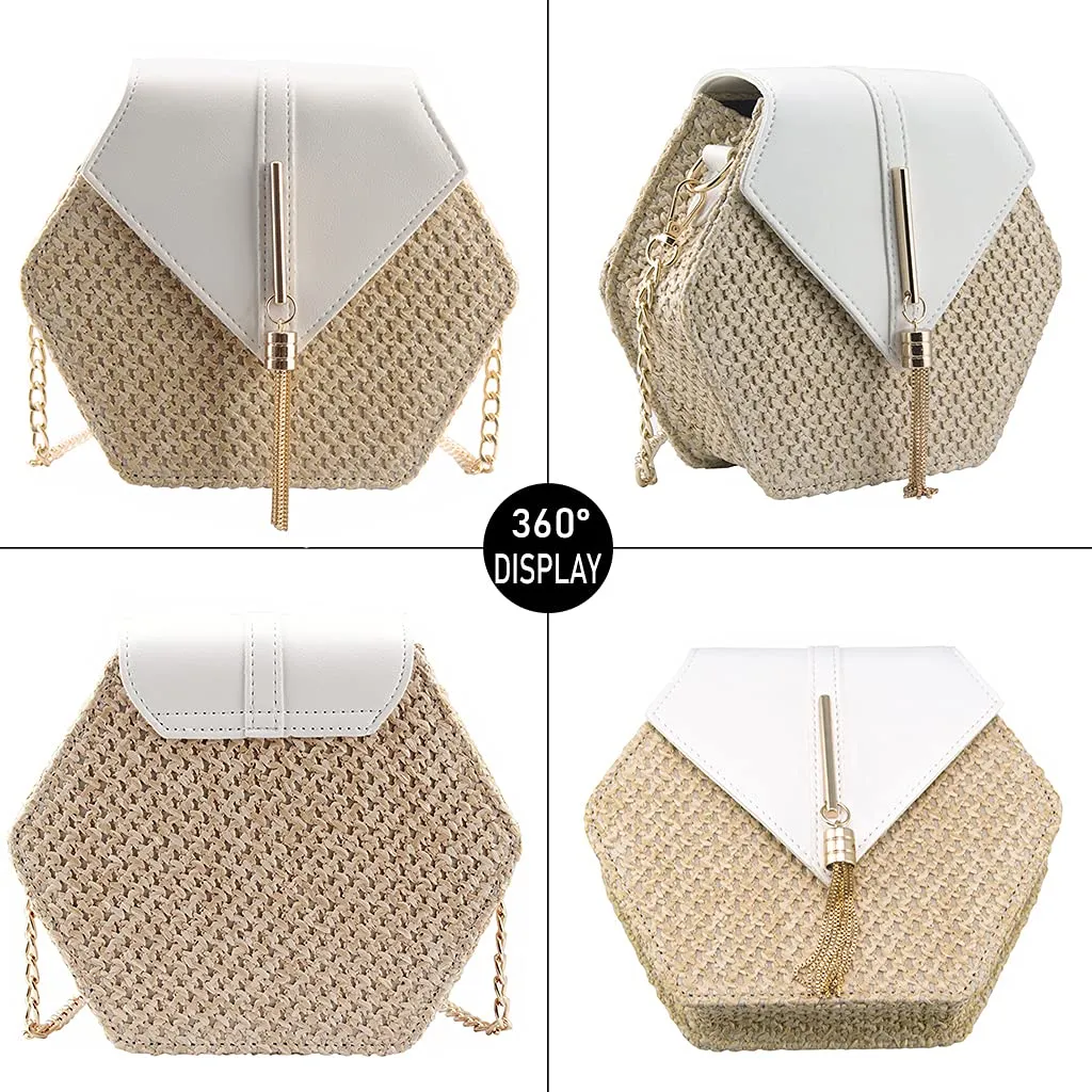 Bausweety Women's Crossbody Bag Cute Straw Shoulder Bag