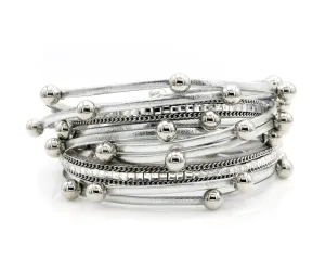 Beaded Silver Double Wrap Bracelet