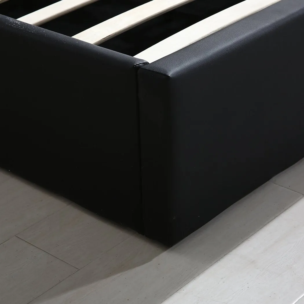 Bed Frame Gas Lift Premium Leather Base Mattress Storage King Size Black