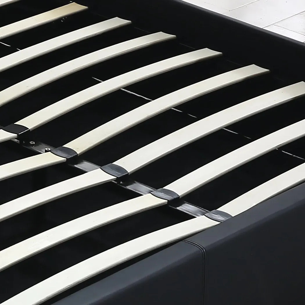 Bed Frame Gas Lift Premium Leather Base Mattress Storage King Size Black
