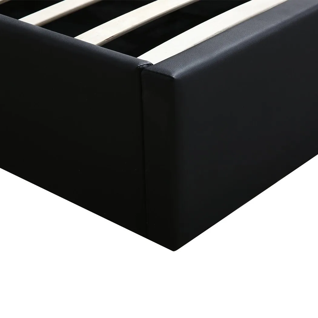 Bed Frame Gas Lift Premium Leather Base Mattress Storage Queen Size Black
