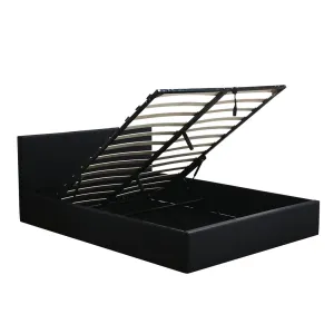 Bed Frame Gas Lift Premium Leather Base Mattress Storage Queen Size Black