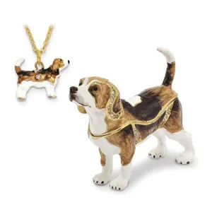 Bejeweled Enameled & Crystal Beagle Dog Trinket Box