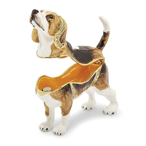 Bejeweled Enameled & Crystal Beagle Dog Trinket Box