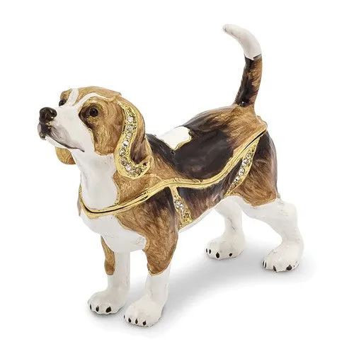 Bejeweled Enameled & Crystal Beagle Dog Trinket Box