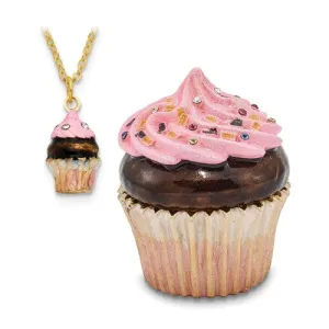 Bejeweled Enameled & Crystal Cupcake Trinket Box