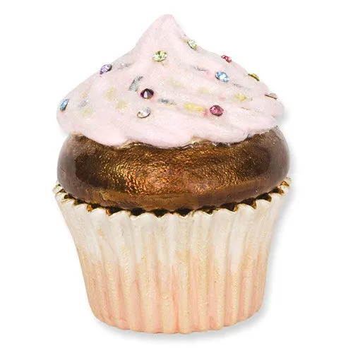 Bejeweled Enameled & Crystal Cupcake Trinket Box