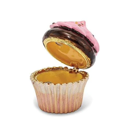 Bejeweled Enameled & Crystal Cupcake Trinket Box
