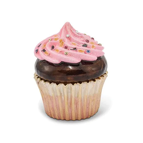 Bejeweled Enameled & Crystal Cupcake Trinket Box
