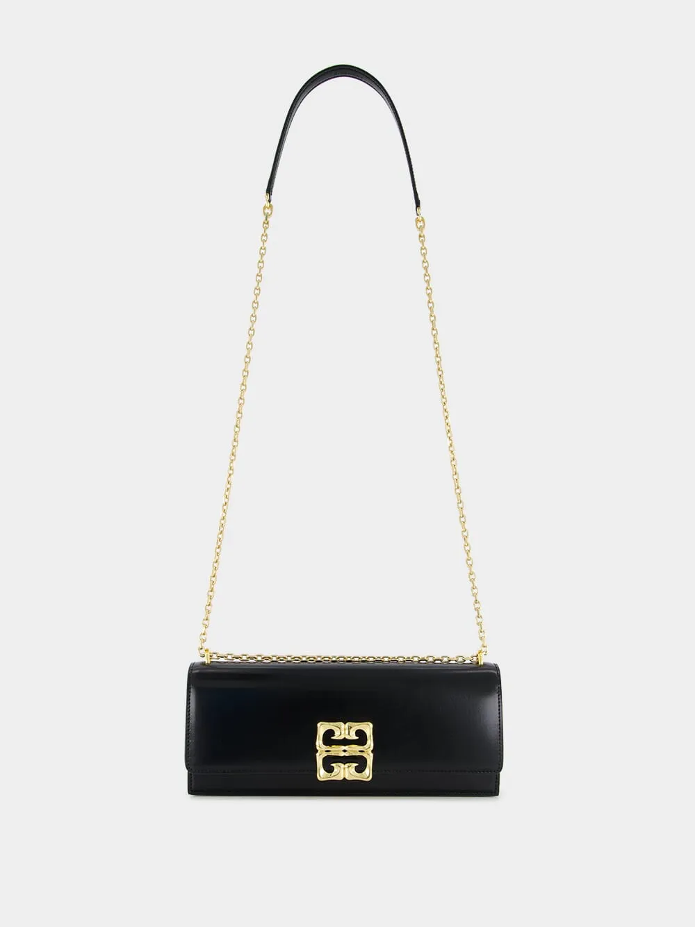 Black 4G Liquid Box Leather Clutch