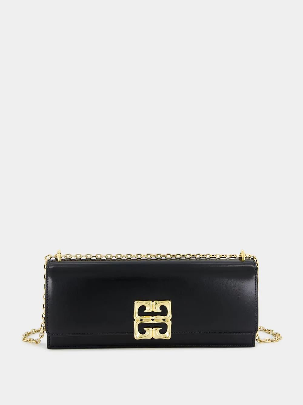 Black 4G Liquid Box Leather Clutch