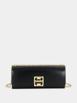 Black 4G Liquid Box Leather Clutch