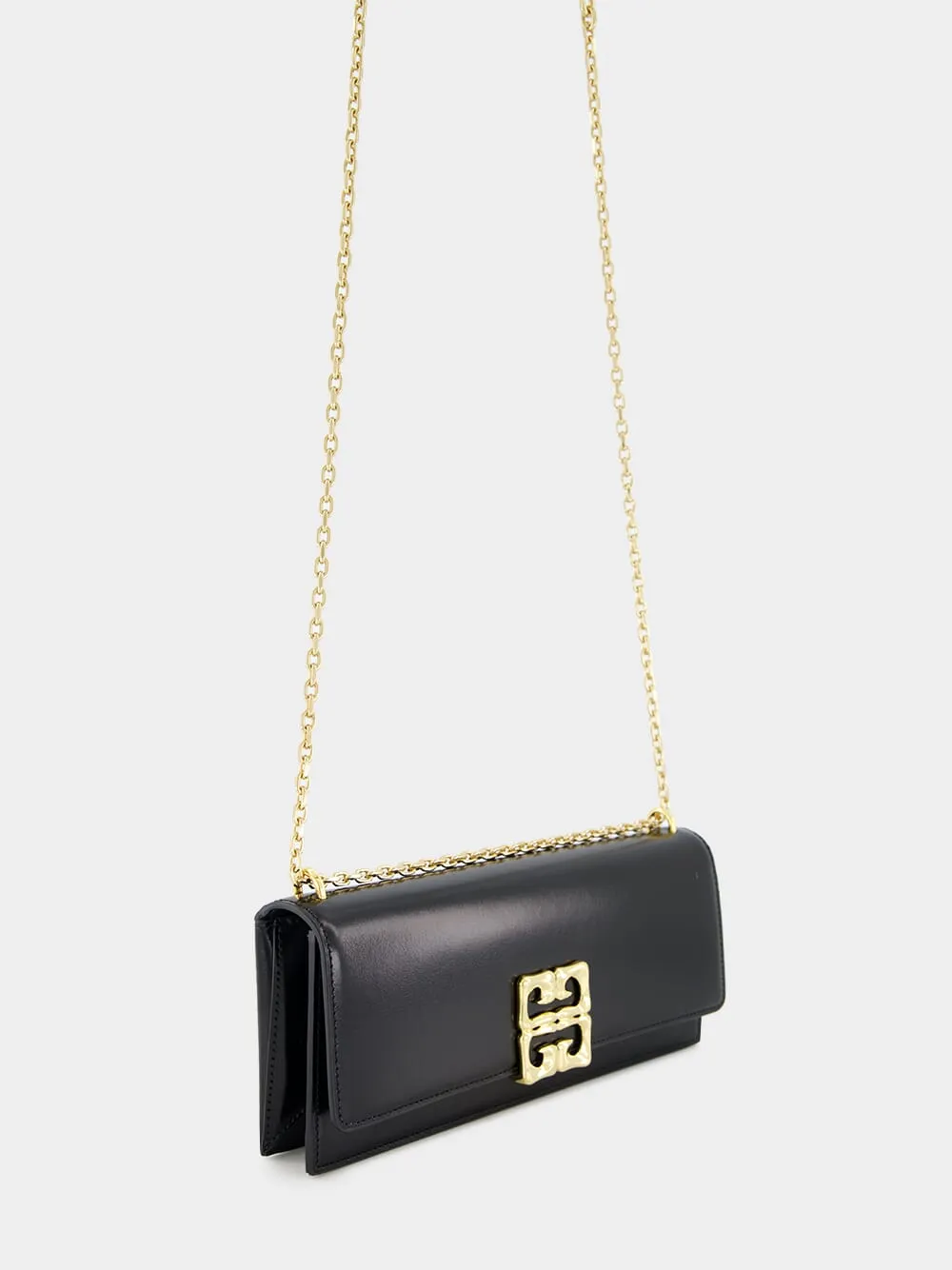 Black 4G Liquid Box Leather Clutch