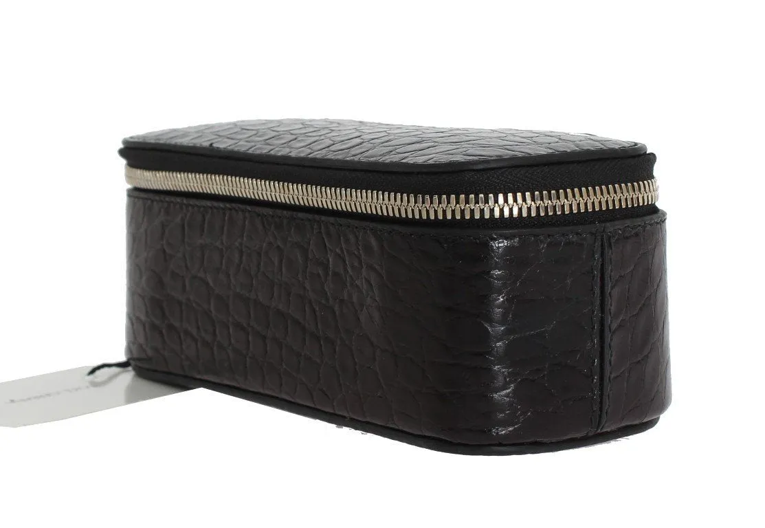Black Pattern Leather Accessory Case Box