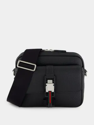 Black Small Crossbody Bag with Web