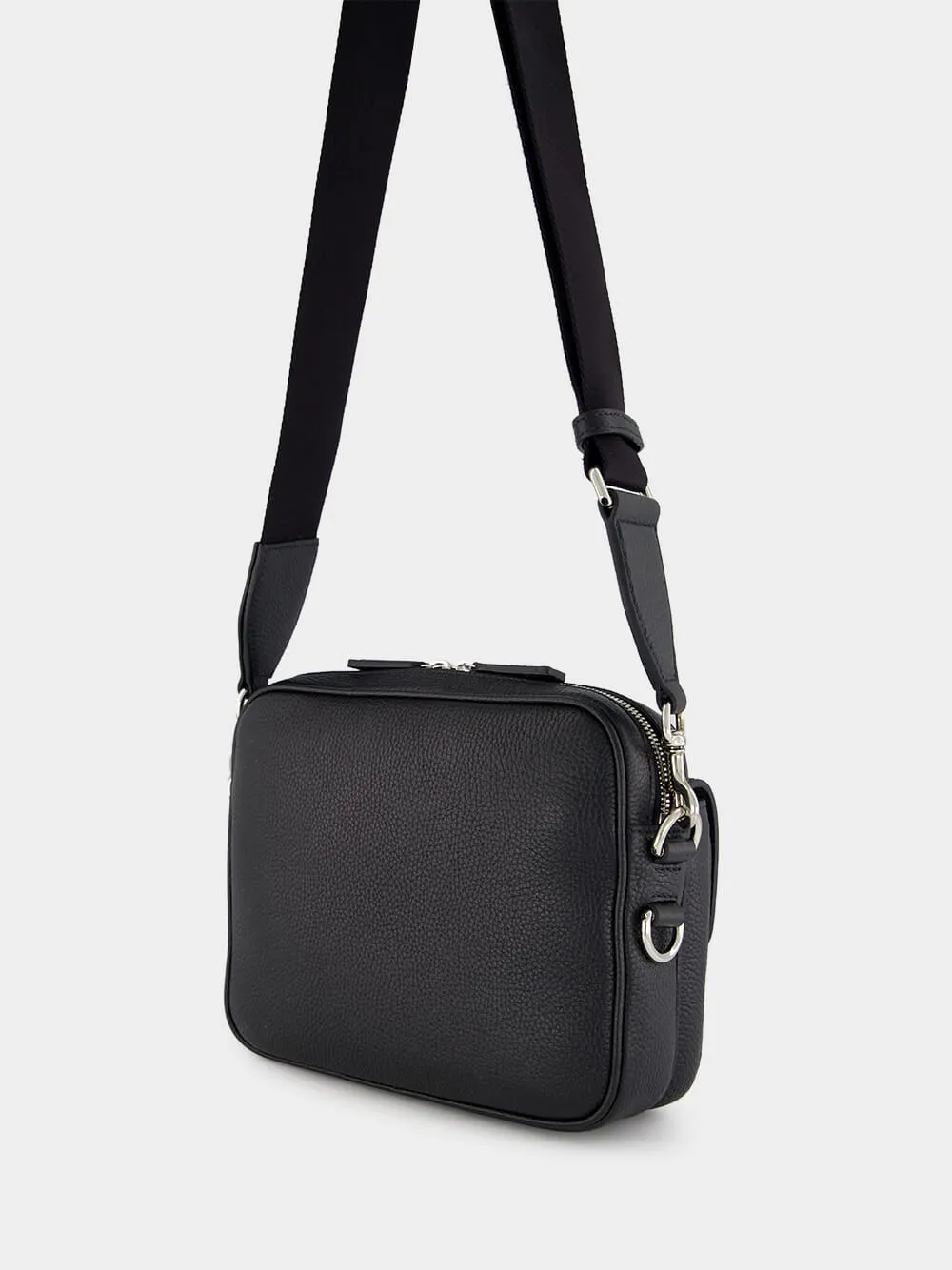 Black Small Crossbody Bag with Web