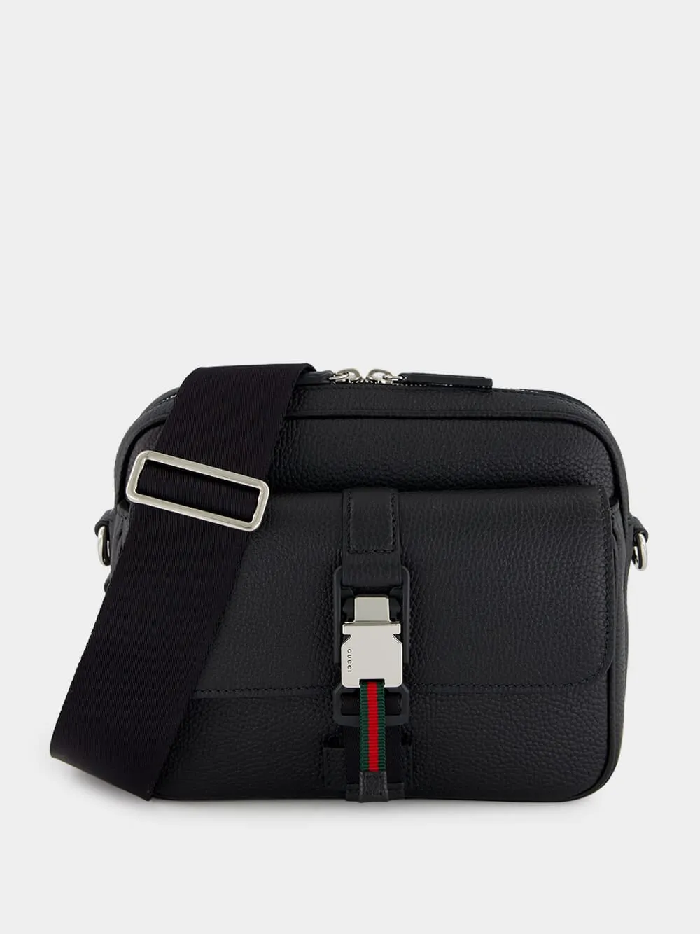 Black Small Crossbody Bag with Web