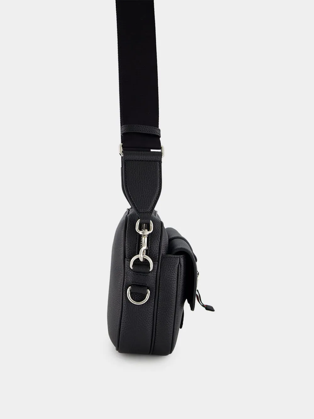 Black Small Crossbody Bag with Web