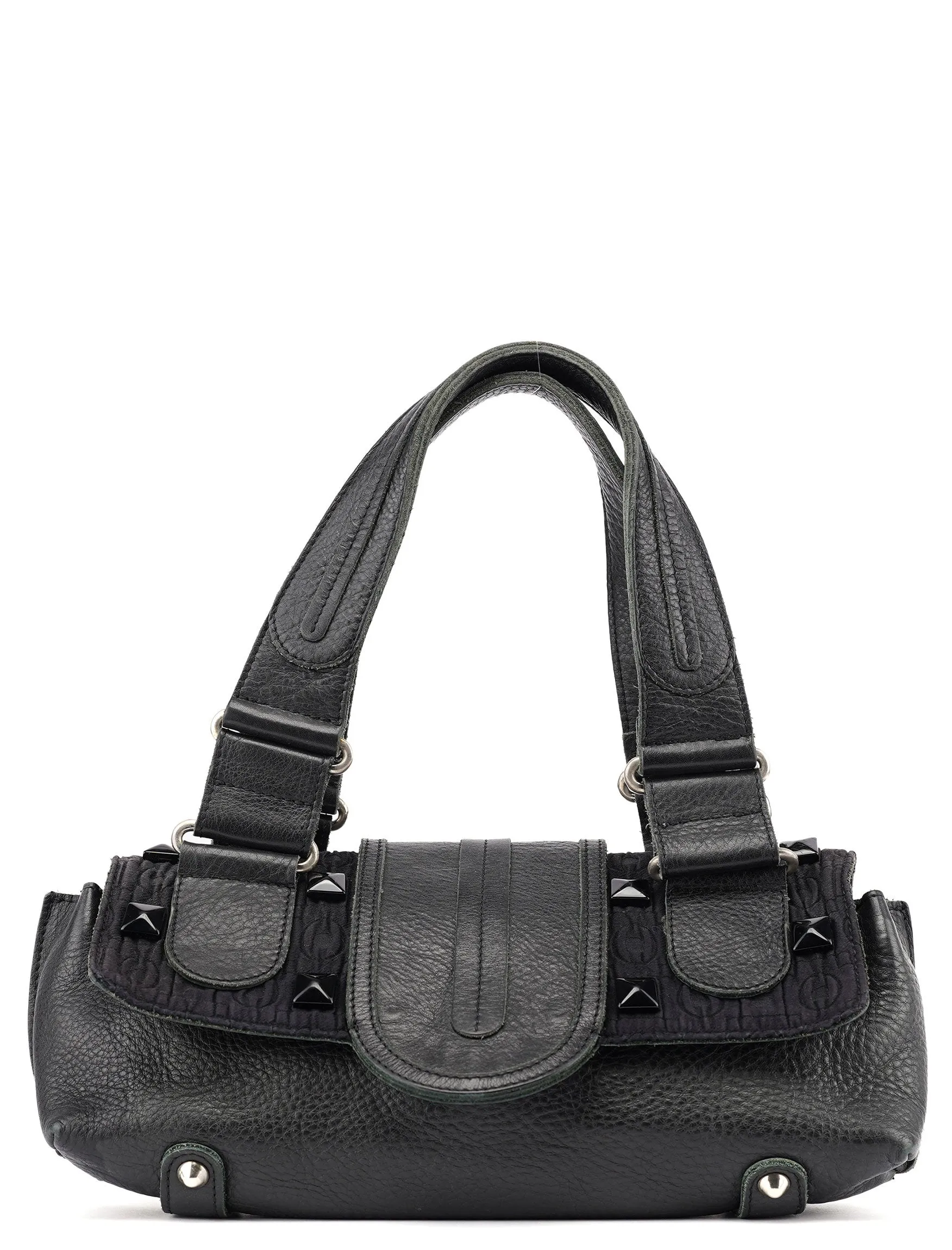 Black Studded Leather Tote Bag
