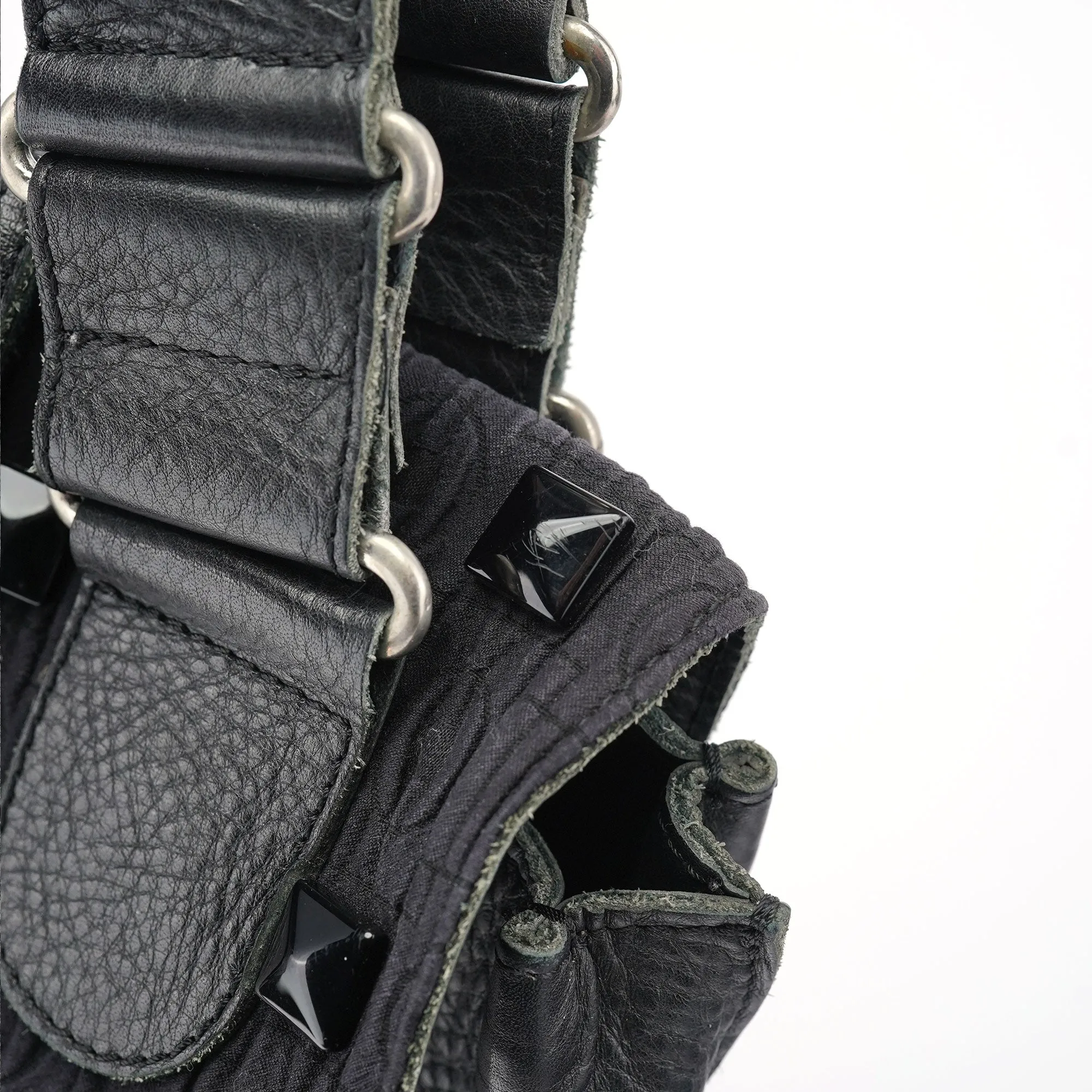 Black Studded Leather Tote Bag