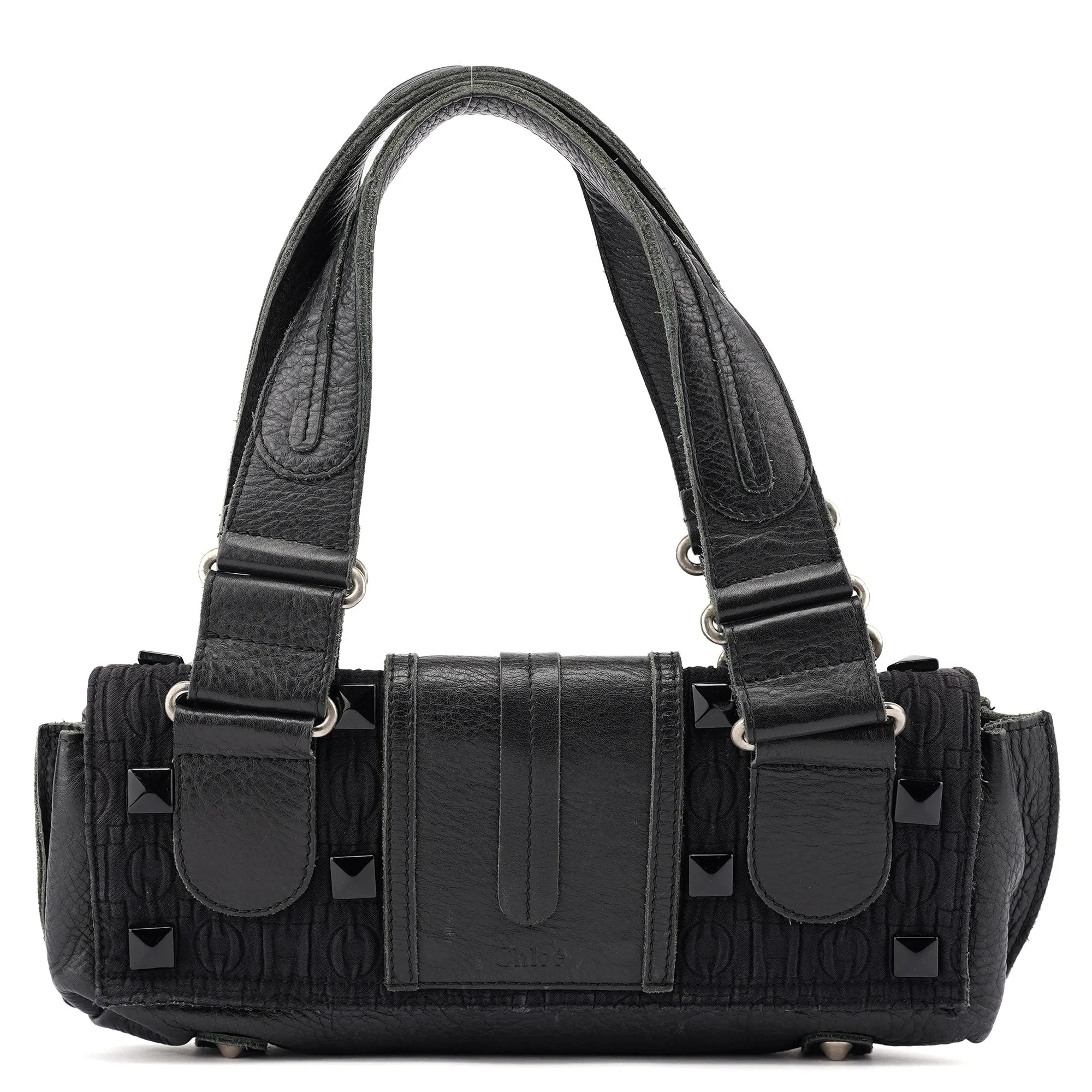 Black Studded Leather Tote Bag