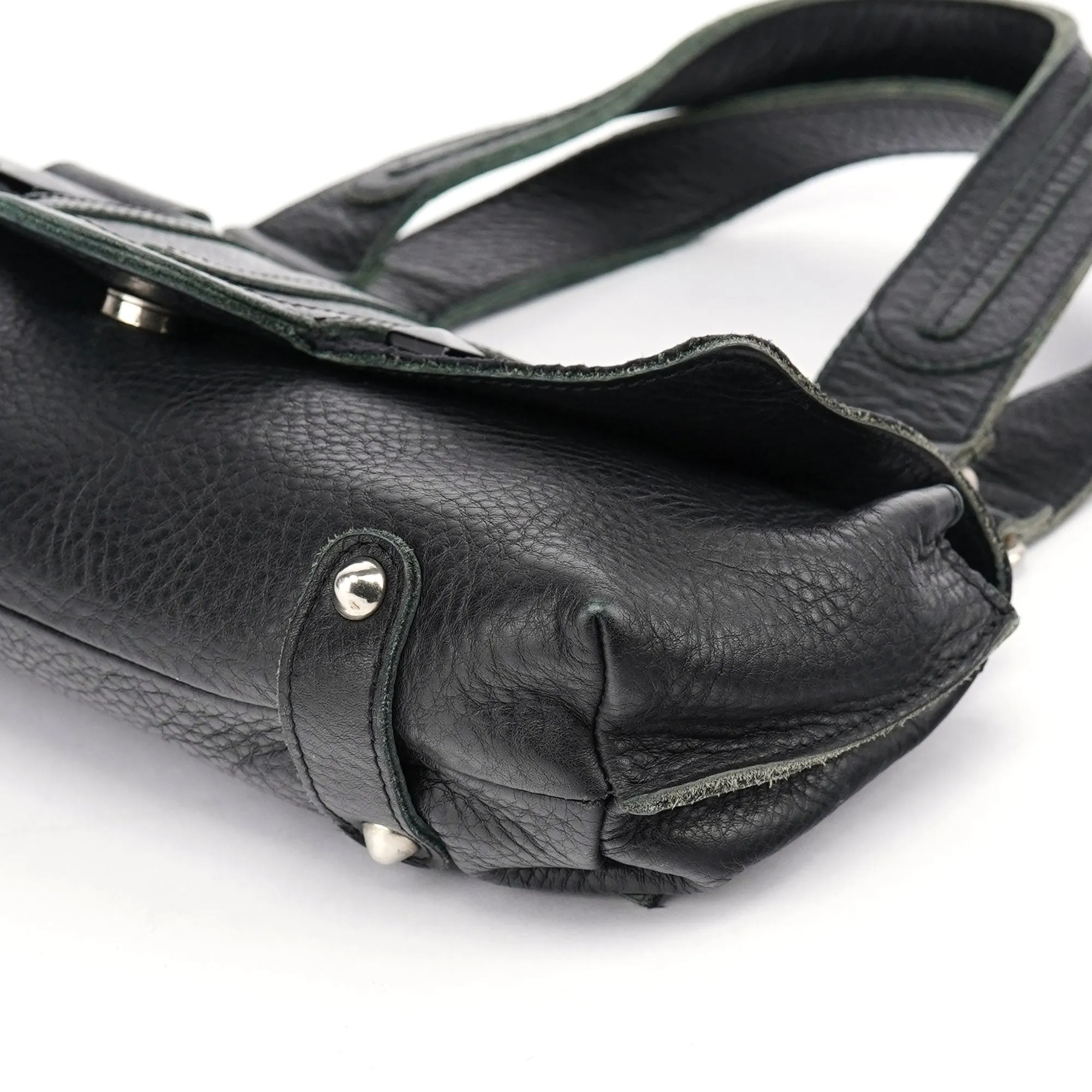 Black Studded Leather Tote Bag