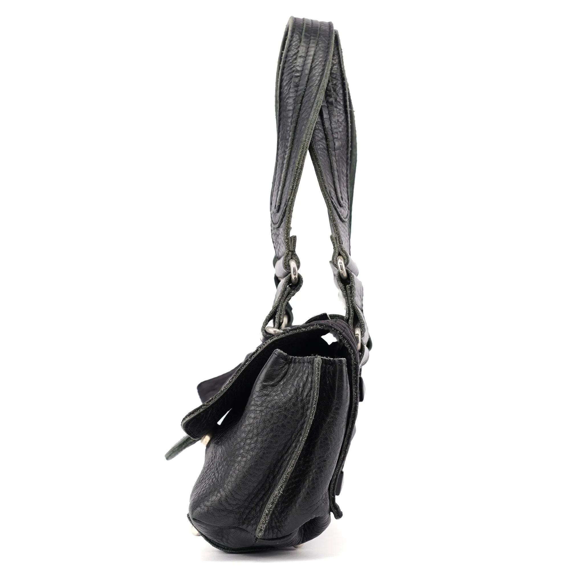 Black Studded Leather Tote Bag