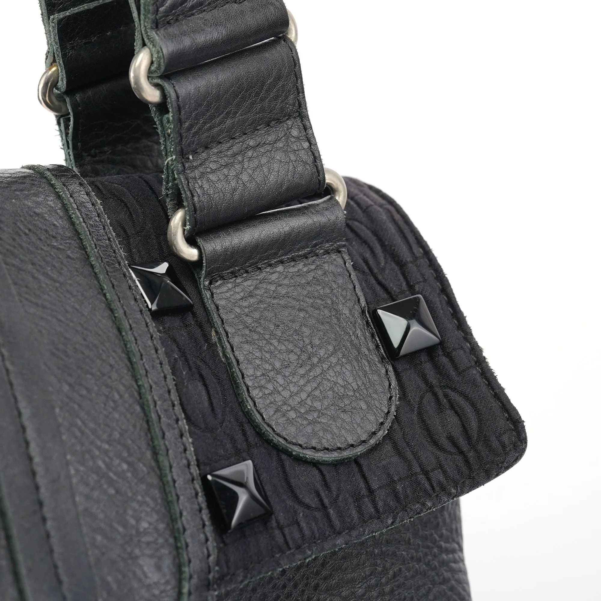 Black Studded Leather Tote Bag