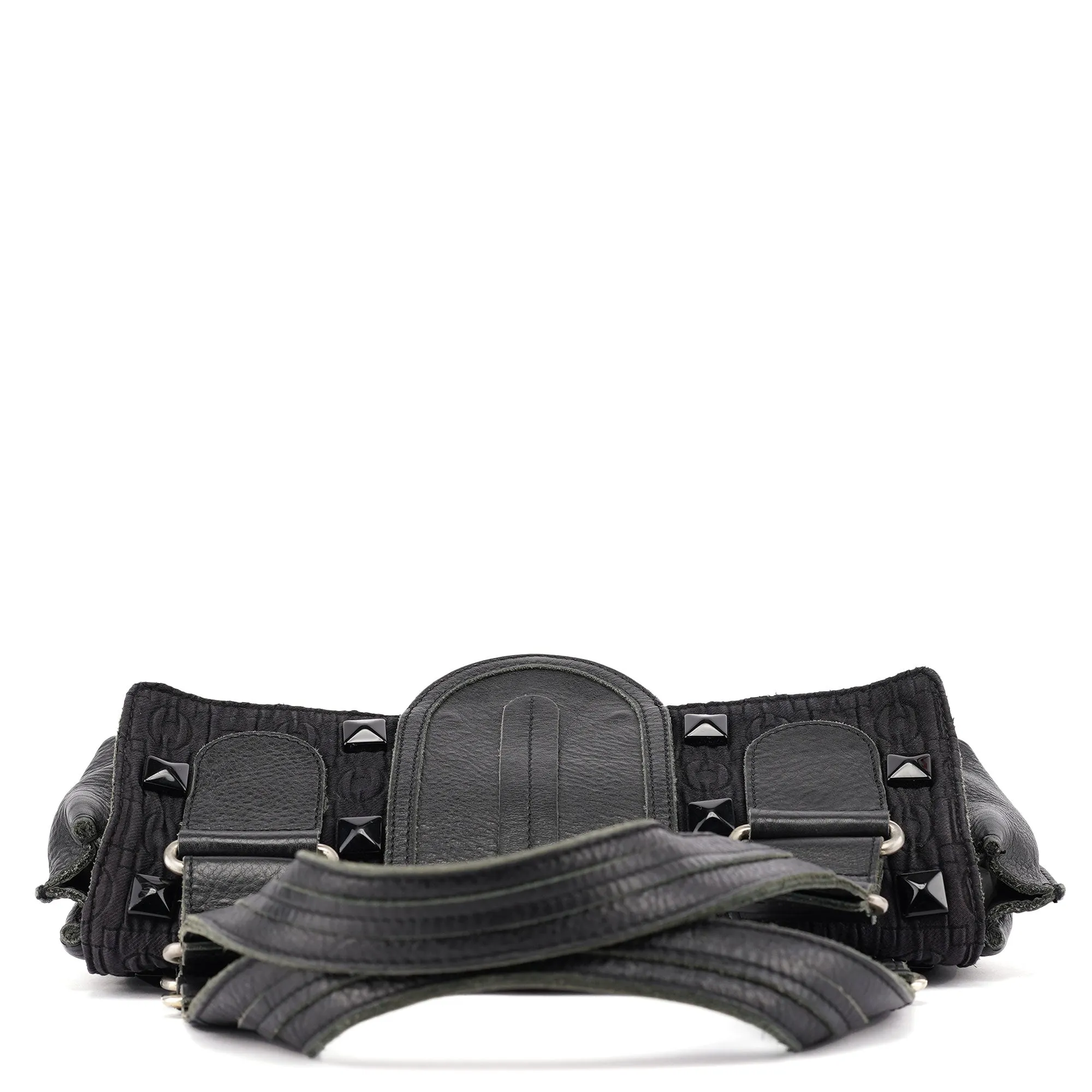 Black Studded Leather Tote Bag