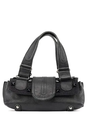 Black Studded Leather Tote Bag