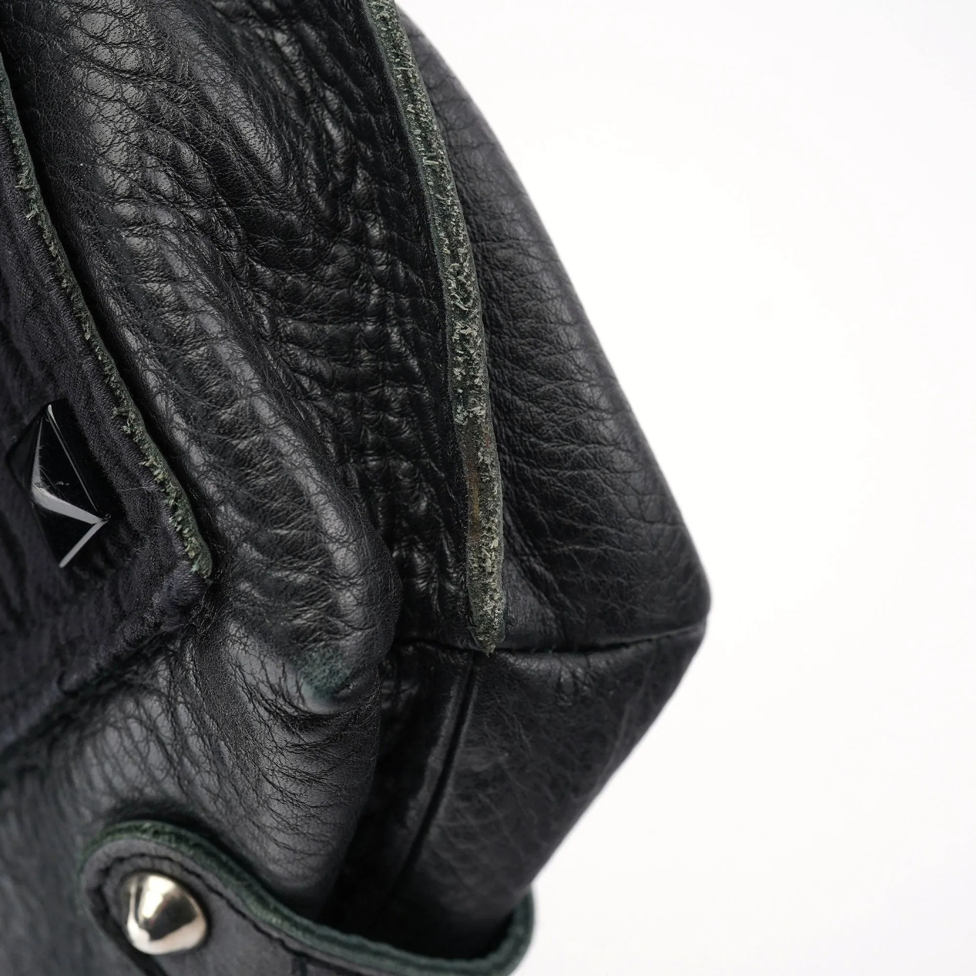 Black Studded Leather Tote Bag