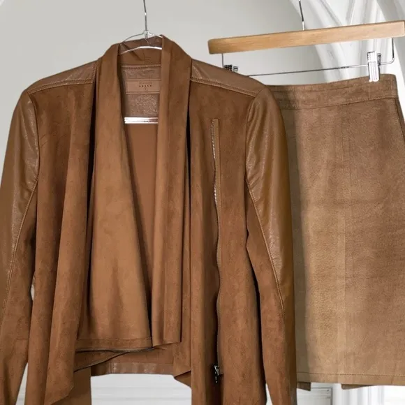 Blank NYC Draped Moto Faux Vegan Leather Mixed Media Jacket S.