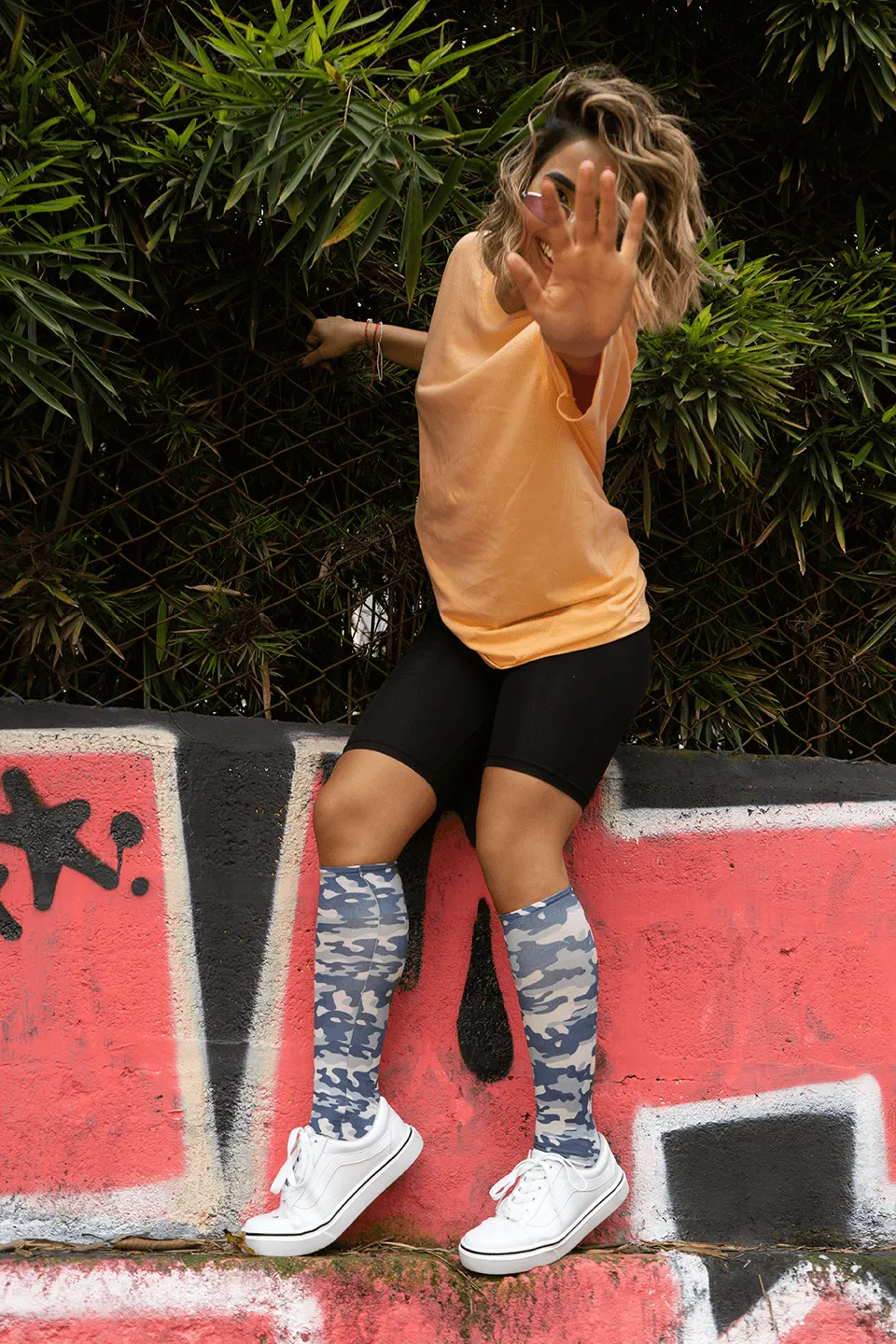 Blue Camo Tweener Knee Highs