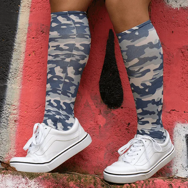 Blue Camo Tweener Knee Highs