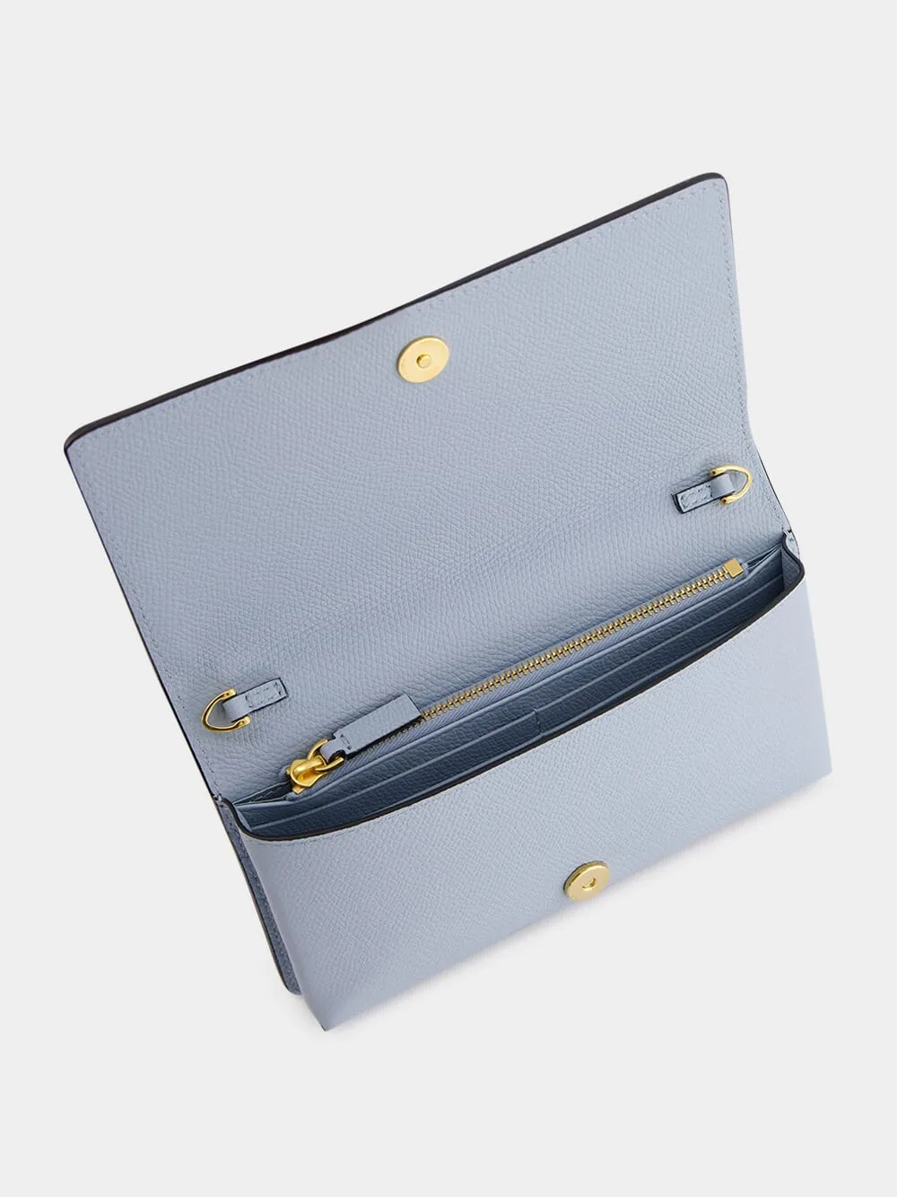 Blue VLogo Signature Grainy Calfskin Wallet