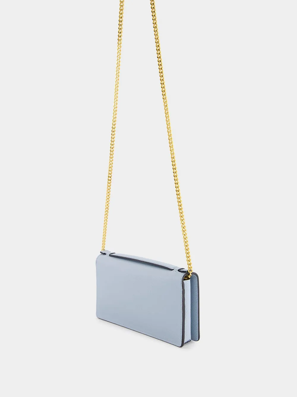 Blue VLogo Signature Grainy Calfskin Wallet