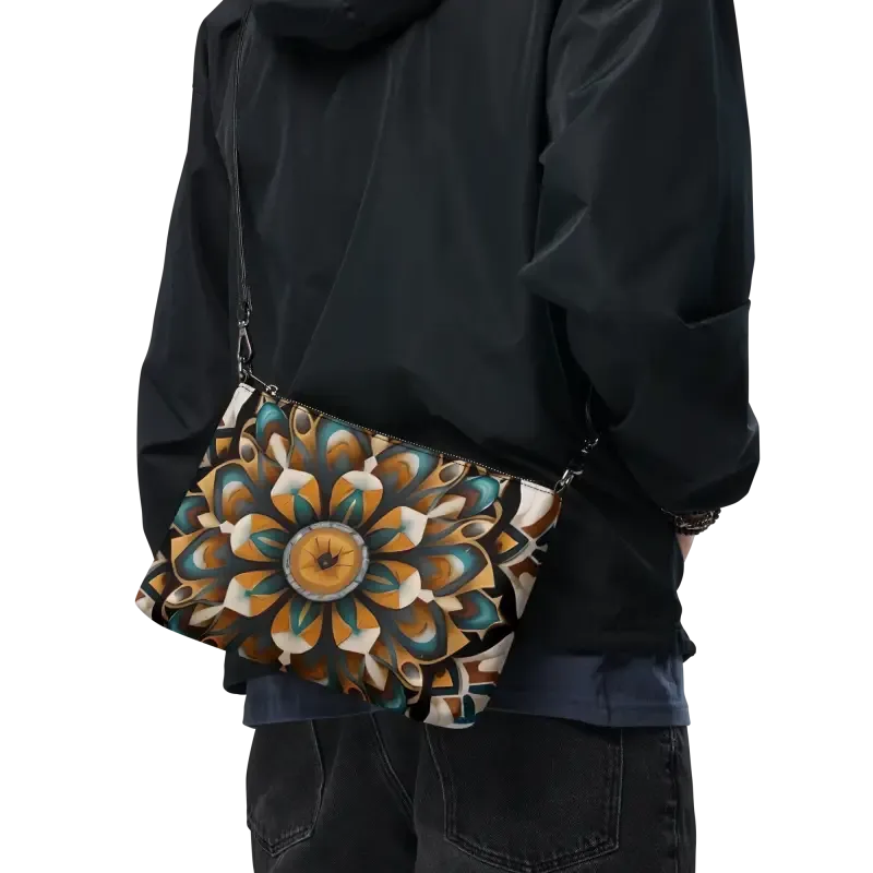 Bold Navy Crossbody Bag with Mandal Pattern
