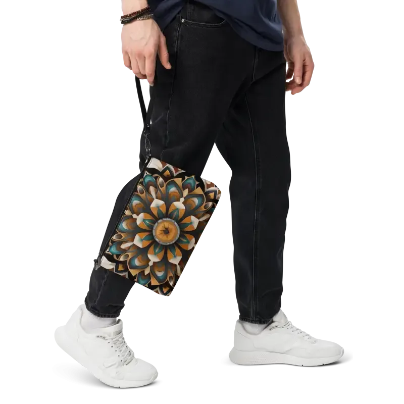 Bold Navy Crossbody Bag with Mandal Pattern