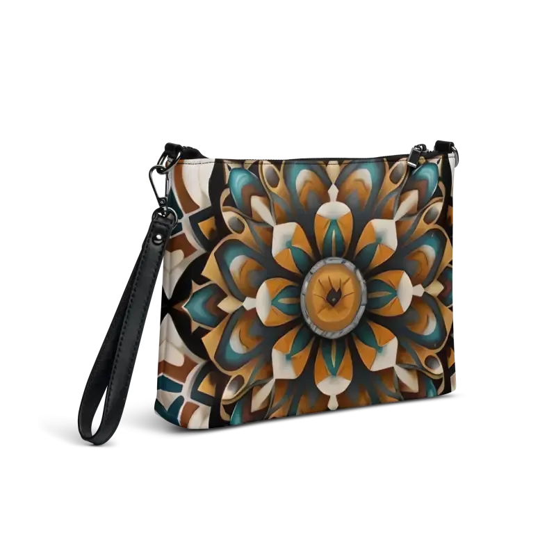 Bold Navy Crossbody Bag with Mandal Pattern
