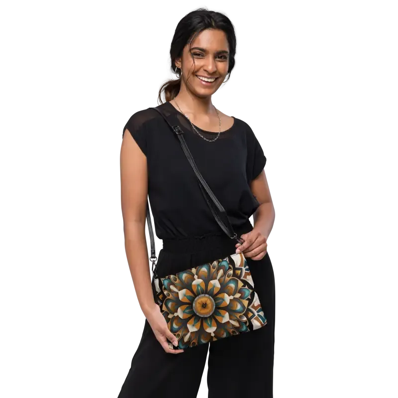 Bold Navy Crossbody Bag with Mandal Pattern