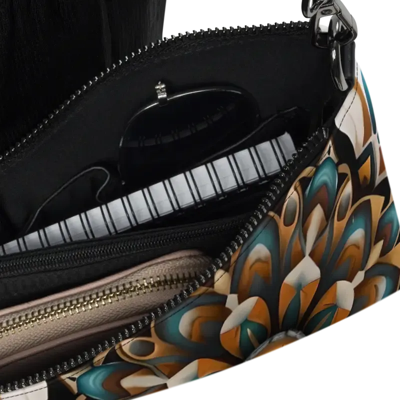Bold Navy Crossbody Bag with Mandal Pattern