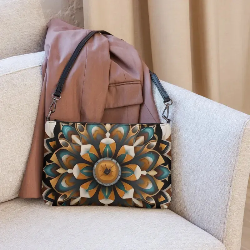 Bold Navy Crossbody Bag with Mandal Pattern