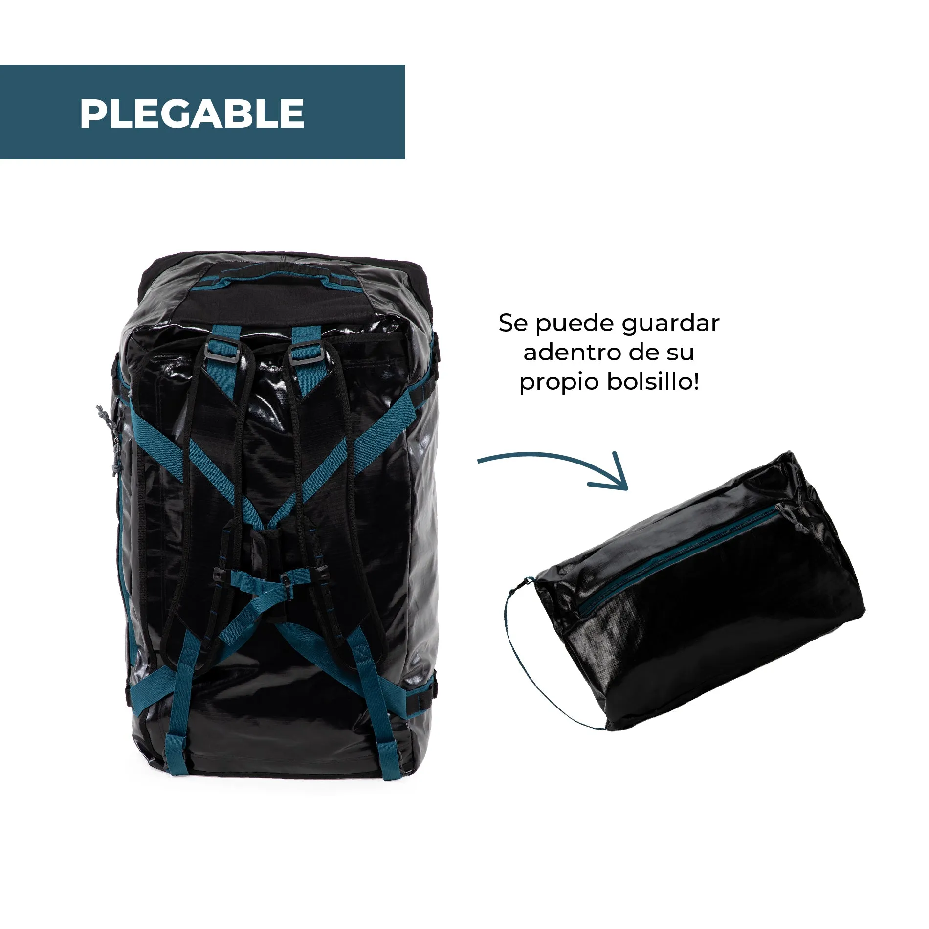 Bolso Mochila Impermeable 80L Roy Black