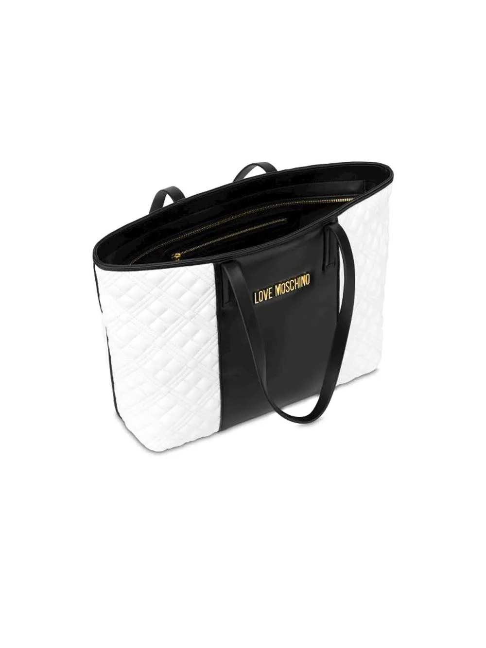 Borsa Quilted Pu Bicolor - Off White/Black