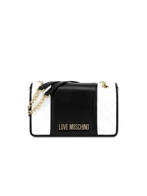 Borsa Quilted Pu Bicolor - Off White/Nero