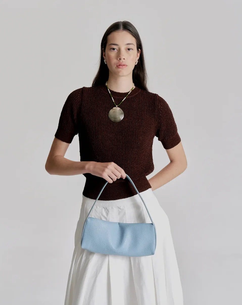 Brie Leon Harlow Slouch Baguette - Dusty Blue